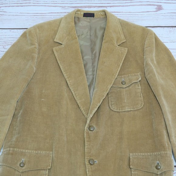 Jack Daniels 1960's Hipster Men’s Size Large Brown Corduroy Jacket Coat Quilted - Picture 2 of 9